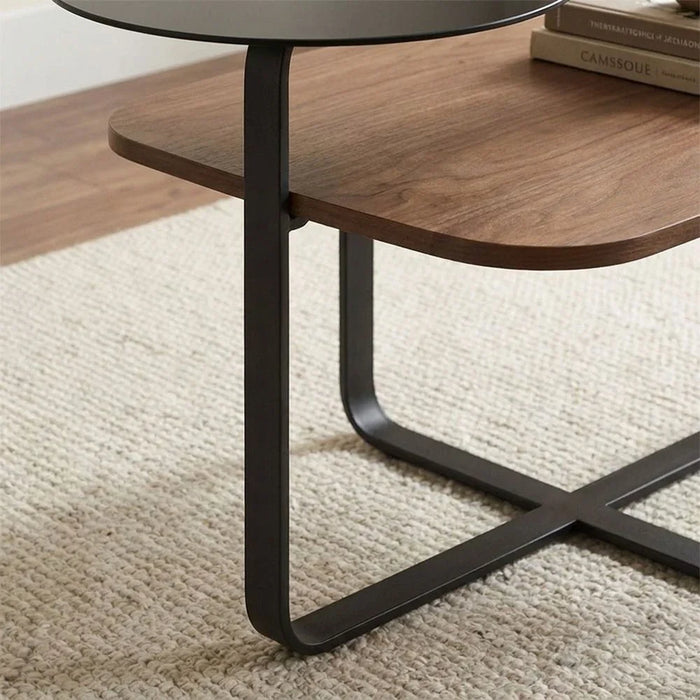 Trone Coffee Table | Multifunctional Living Room Table | Space Saving Center Table | Modern Design Furniture For Livingroom L96xW60xH45cm-Walnut/Black