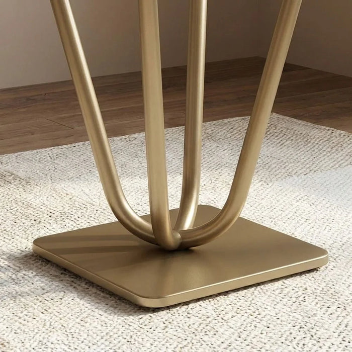 Dreamfield Stone Top End Table | Multifunctional Living Room Table | Space Saving End Table | Modern Design Furniture For Livingroom L50xW50xH55cm-White Marble/Brushed Gold
