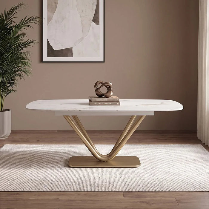 Dreamfield Stone Top Coffee Table | Multifunctional Living Room Table | Space Saving Center Table | Modern Design Furniture For Livingroom L120xW60xH45cm-White Marble/Brushed Gold