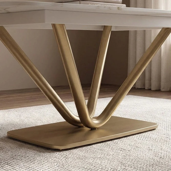 Dreamfield Stone Top Coffee Table | Multifunctional Living Room Table | Space Saving Center Table | Modern Design Furniture For Livingroom L120xW60xH45cm-White Marble/Brushed Gold