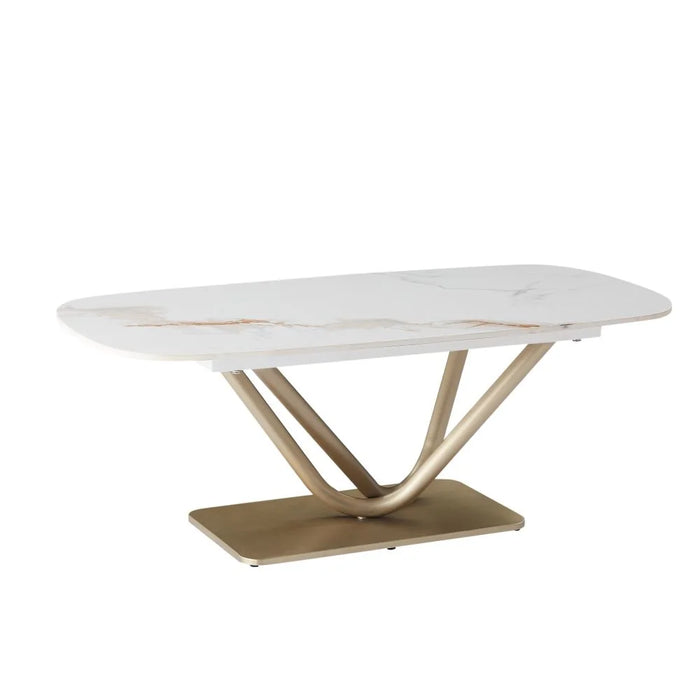 Dreamfield Stone Top Coffee Table | Multifunctional Living Room Table | Space Saving Center Table | Modern Design Furniture For Livingroom L120xW60xH45cm-White Marble/Brushed Gold