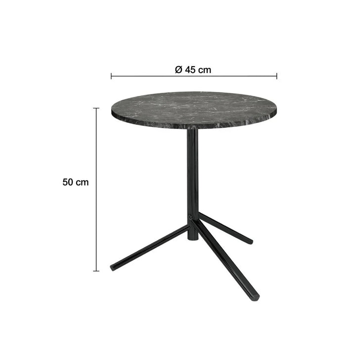 Cleveland Round Side Table | Multifunctional Living Room Table | Space Saving End Table | Modern Design Furniture For Livingroom L45xW45xH50cm-Black