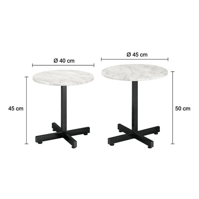 Cleveland Round Set Of 2 Nest Of Tables | Multifunctional Living Room Table | Space Saving End Table | Modern Design Furniture For Livingroom L45xW45xH50cm-White/Black