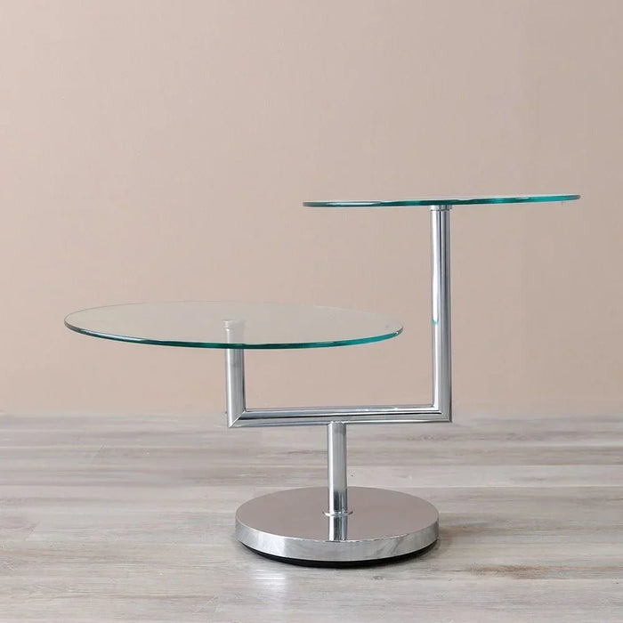 Kadita End Table | Multifunctional Living Room Table | Space Saving End Table | Modern Design Furniture For Livingroom L85xW55xH56cm-Chrome Plated / Clear Glass