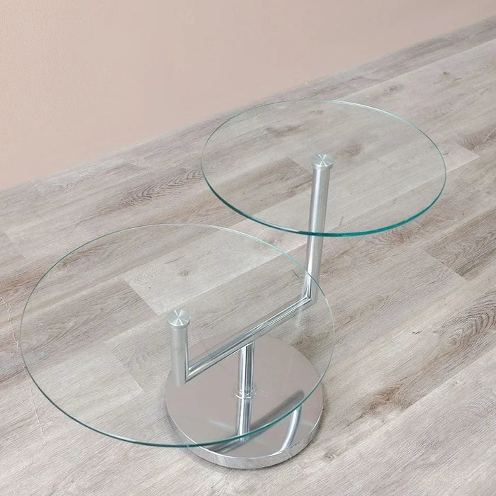 Kadita End Table | Multifunctional Living Room Table | Space Saving End Table | Modern Design Furniture For Livingroom L85xW55xH56cm-Chrome Plated / Clear Glass