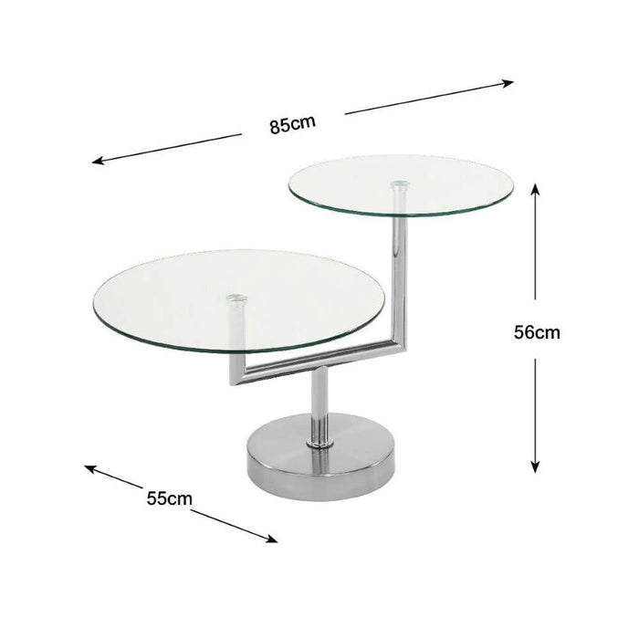 Kadita End Table | Multifunctional Living Room Table | Space Saving End Table | Modern Design Furniture For Livingroom L85xW55xH56cm-Chrome Plated / Clear Glass