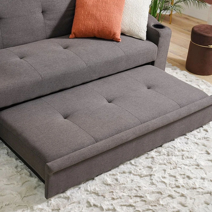 Alejandro Fabric Sofa Bed With 2 Cup Holders-Dark Brown