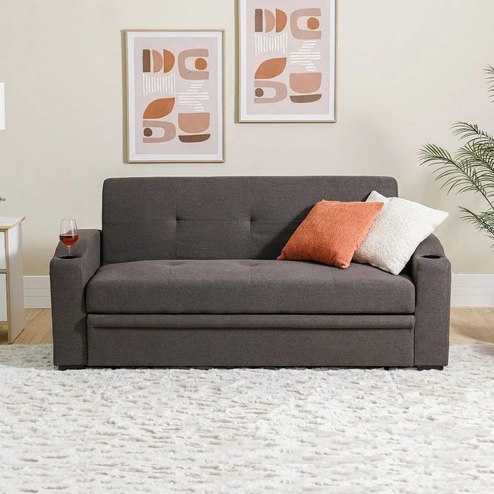Alejandro Fabric Sofa Bed With 2 Cup Holders-Dark Brown