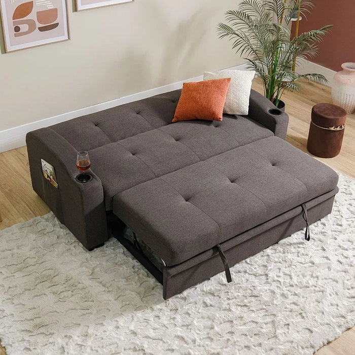 Alejandro Fabric Sofa Bed With 2 Cup Holders-Dark Brown