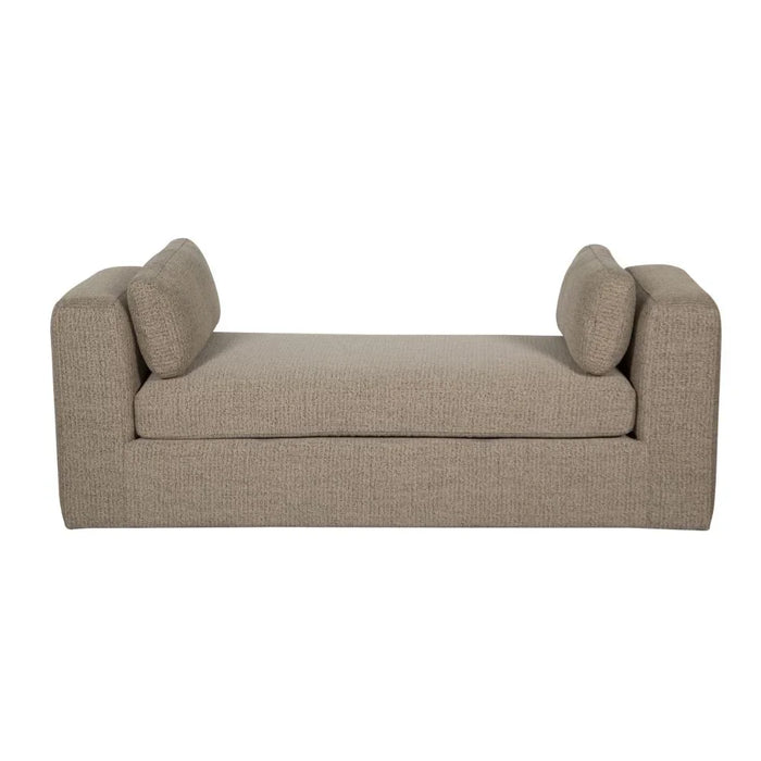 Paddington Wide Fabric Lounger With  Bolster Accent Chair Modern Design One Seat Sofas Comfortable Living Room Seating Furniture For Home L 160 x W 60 x H 60 cm Melange Brown