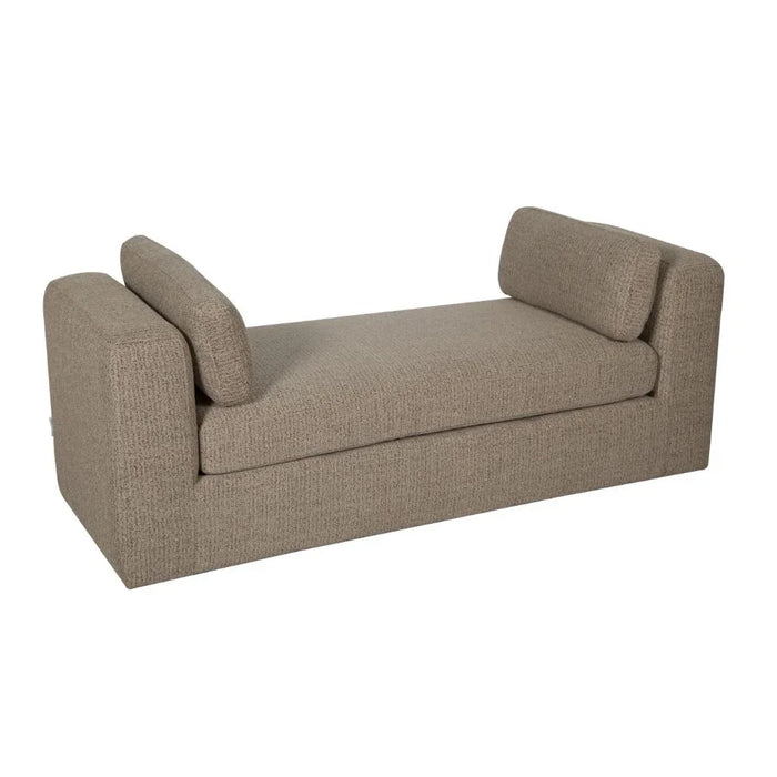 Paddington Wide Fabric Lounger With  Bolster Accent Chair Modern Design One Seat Sofas Comfortable Living Room Seating Furniture For Home L 160 x W 60 x H 60 cm Melange Brown