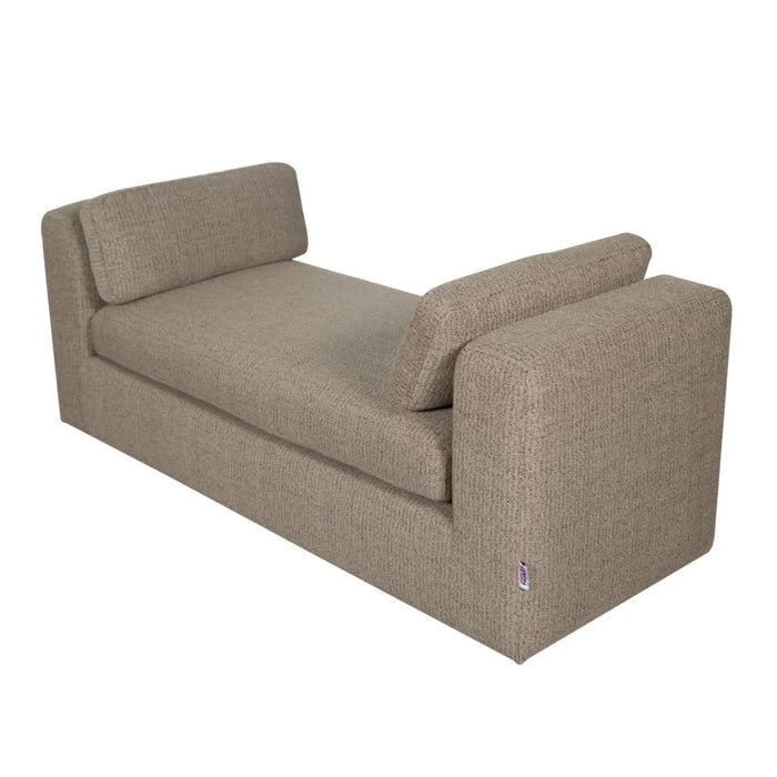Paddington Wide Fabric Lounger With  Bolster Accent Chair Modern Design One Seat Sofas Comfortable Living Room Seating Furniture For Home L 160 x W 60 x H 60 cm Melange Brown