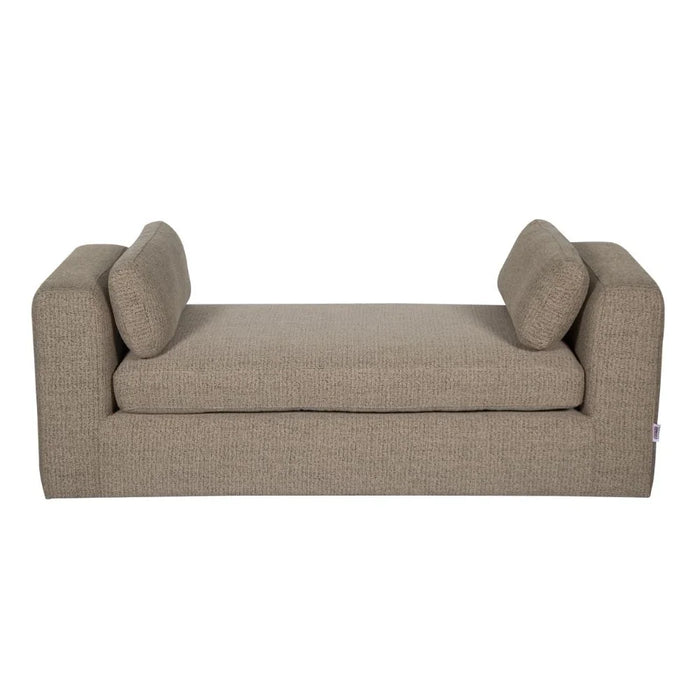 Paddington Wide Fabric Lounger With  Bolster Accent Chair Modern Design One Seat Sofas Comfortable Living Room Seating Furniture For Home L 160 x W 60 x H 60 cm Melange Brown