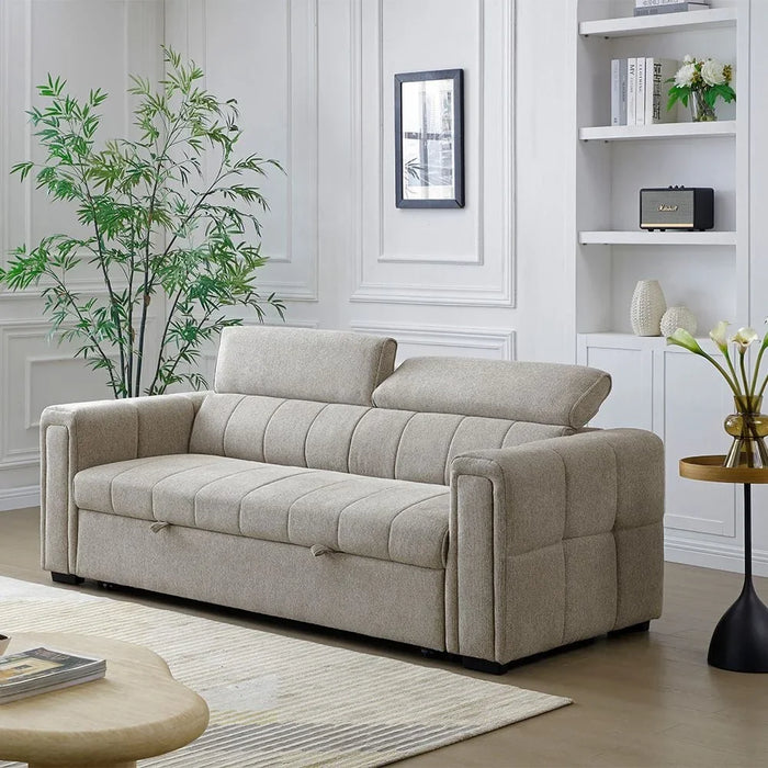 Quinley Fabric Sofa Bed | Convertible Sleeping Sofa Bed | Comfortable Living Room Furniture L230xW97.5xH96cm - Light Grey
