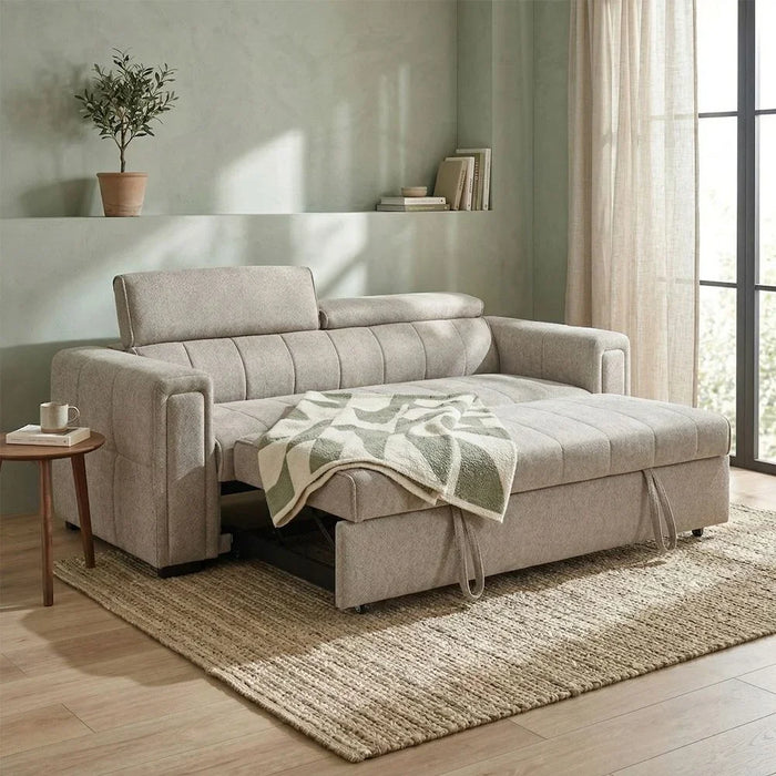 Quinley Fabric Sofa Bed | Convertible Sleeping Sofa Bed | Comfortable Living Room Furniture L230xW97.5xH96cm - Light Grey