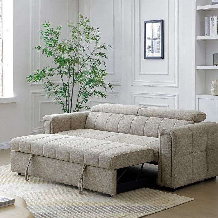 Quinley Fabric Sofa Bed | Convertible Sleeping Sofa Bed | Comfortable Living Room Furniture L230xW97.5xH96cm - Light Grey