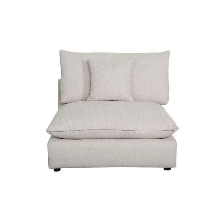 Napoleon Armless 1 Seater Fabric Modular Sofa Accent Chair Modern Design One Seat Sofas Comfortable Living Room Seating Furniture For Home L 103 x W 108 x H 91 cm Beige