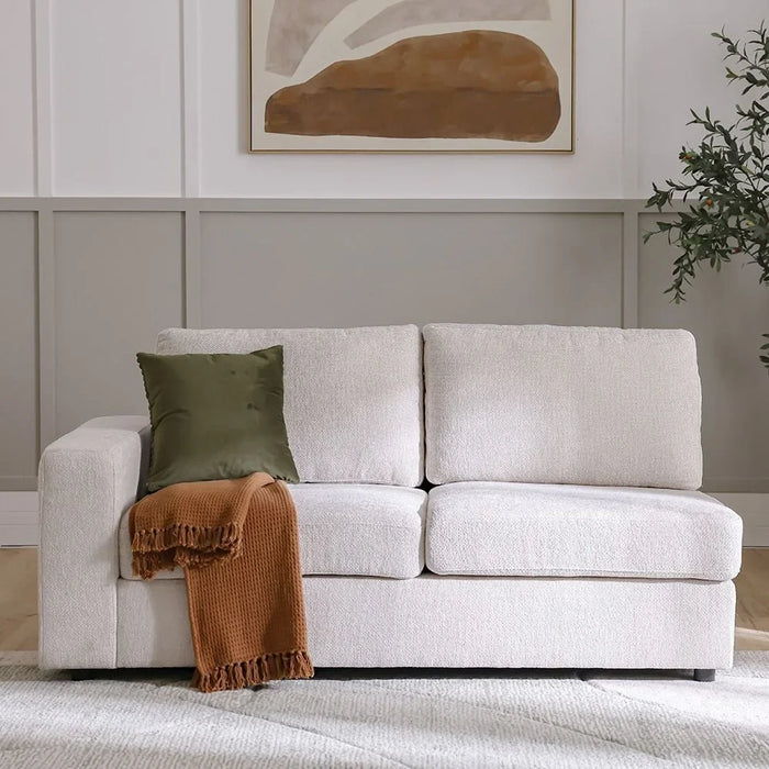 Odum 2 Seater Left Arm Fabric Modular Sofa Modern Design Two Seat Sofas Comfortable Living Room Furniture L184Xw99Xh90Cm - Greyish White
