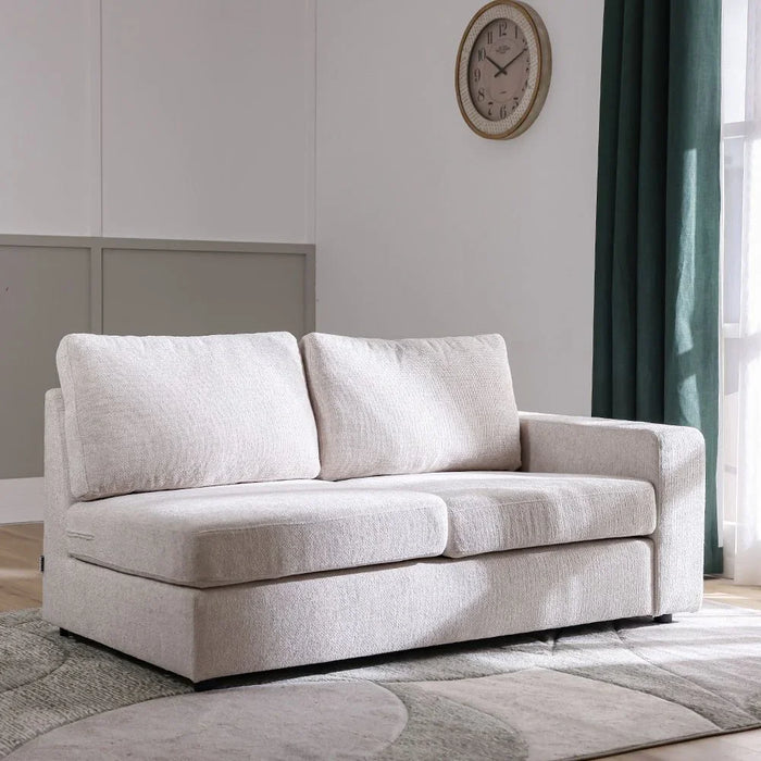Odum 2 Seater Right Arm Fabric Modular Sofa | Modern Design Two Seat Sofas | Comfortable Living Room Furniture L184xW99xH90cm - Greyish White