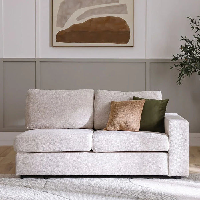 Odum 2 Seater Right Arm Fabric Modular Sofa | Modern Design Two Seat Sofas | Comfortable Living Room Furniture L184xW99xH90cm - Greyish White
