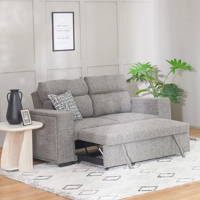 Linzi Fabric Sofa Bed With Storage And Wireless Charger Convertible Sleeping Sofabed Comfortable Living Room Furniture L191Xw101Xh95Cm - Dark Grey
