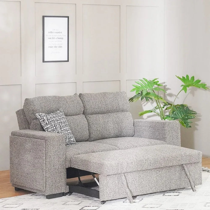Linzi Fabric Sofa Bed With Storage And Wireless Charger Convertible Sleeping Sofabed Comfortable Living Room Furniture L191Xw101Xh95Cm - Dark Grey