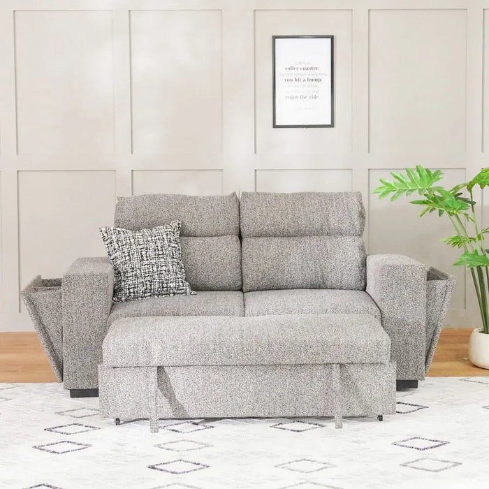 Linzi Fabric Sofa Bed With Storage And Wireless Charger Convertible Sleeping Sofabed Comfortable Living Room Furniture L191Xw101Xh95Cm - Dark Grey