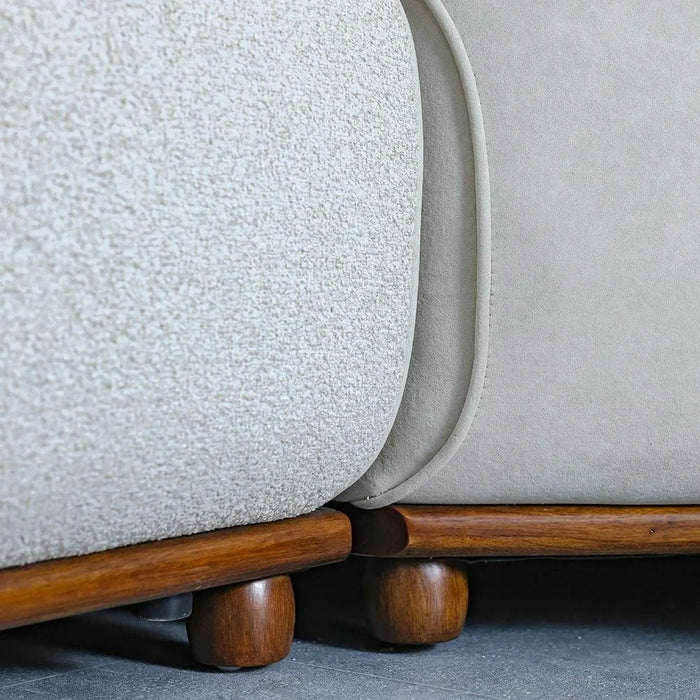 Kumo Premium Fabric Corner Fabric Sofa – Stylish Sofa With Plush Comfort – Elegant And Luxury Designer Accent For Modern Living Rooms – Beige & Cherry
