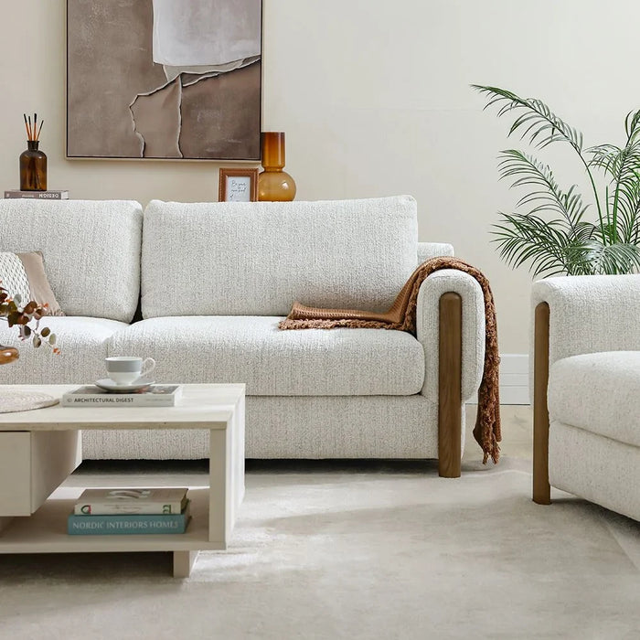 Oboro 3 Seater Fabric Sofa, Premium Upholstered Fabric Couch With Plush Comfort Seating, Modern Living Room Sofa, Elegant Design For Contemporary Home Interiors  – Beige