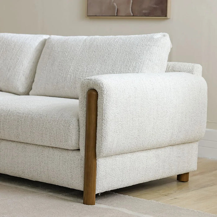 Oboro 3 Seater Fabric Sofa, Premium Upholstered Fabric Couch With Plush Comfort Seating, Modern Living Room Sofa, Elegant Design For Contemporary Home Interiors  – Beige