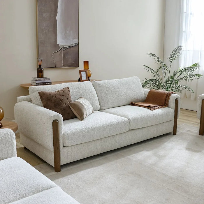 Oboro 3 Seater Fabric Sofa, Premium Upholstered Fabric Couch With Plush Comfort Seating, Modern Living Room Sofa, Elegant Design For Contemporary Home Interiors  – Beige