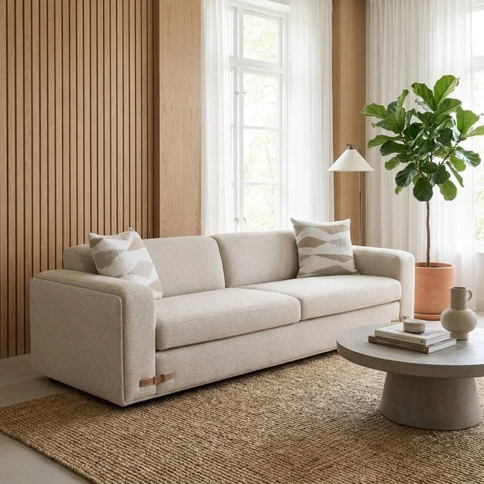 Nordomi 2 Seater Upholstered Fabric Sofa For Living Room, Contemporary Double Seat Couch, Compact And Stylish Home Furniture – Beige