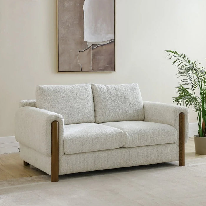 Oboro 2 Seater Fabric Sofa, Contemporary Upholstered Fabric Couch With Plush Seating, Comfortable Modern Sofa For Living Room Or Lounge, Premium Home Design  – Beige