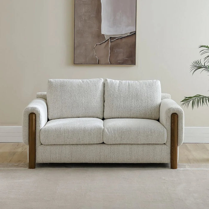 Oboro 2 Seater Fabric Sofa, Contemporary Upholstered Fabric Couch With Plush Seating, Comfortable Modern Sofa For Living Room Or Lounge, Premium Home Design  – Beige