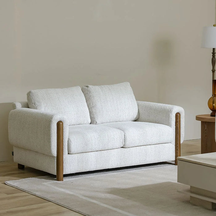 Oboro 2 Seater Fabric Sofa, Contemporary Upholstered Fabric Couch With Plush Seating, Comfortable Modern Sofa For Living Room Or Lounge, Premium Home Design  – Beige