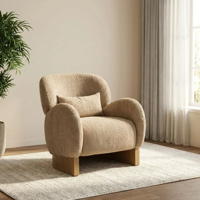 Nordomi Brown Fabric 1 Seater Sofa – Comfortable Single Seat Fabric Sofa For Living Room, Stylish Accent Chair Home Furniture For Cozy Spaces