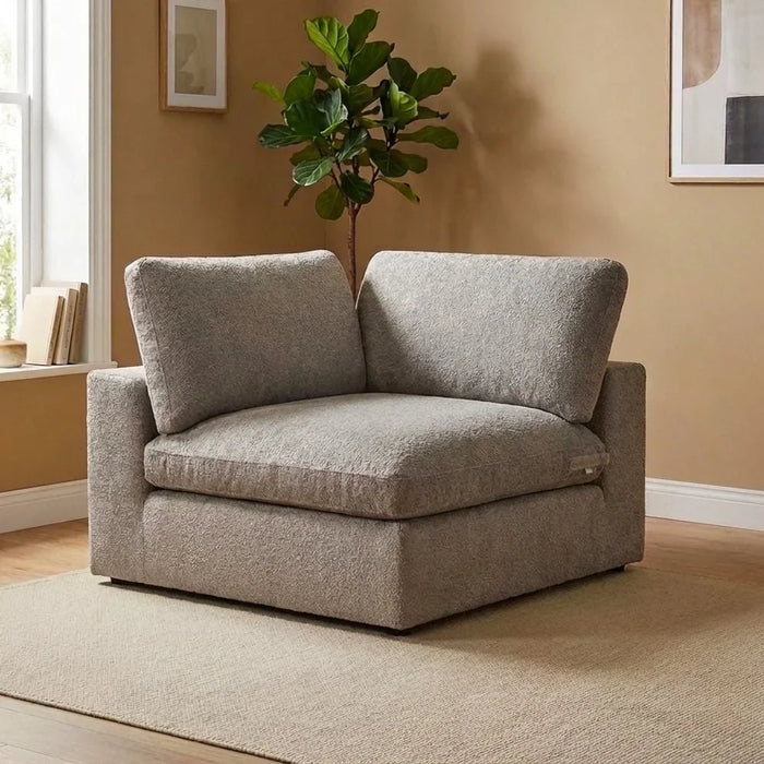 Neithan Fabric Corner Wedge Sofa – Modern Corner Sofa For Living Room, Stylish Comfortable Upholstered Sofa With Sturdy Frame - Taupe