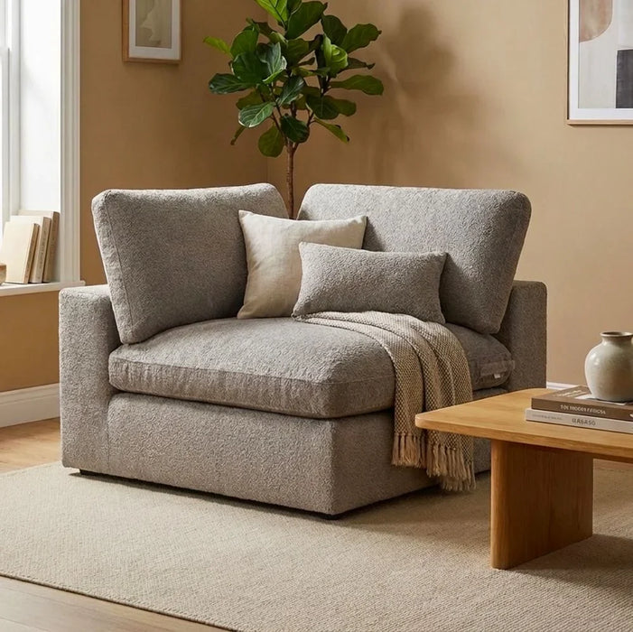 Neithan Fabric Corner Wedge Sofa – Modern Corner Sofa For Living Room, Stylish Comfortable Upholstered Sofa With Sturdy Frame - Taupe