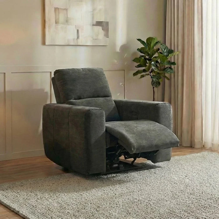 Quantum 1 Seater Fabric Power Motion Recliner - Grey | Stylish & Comfortable Recliner Sofa | Plywood + LVL Frame | 2-Year Warranty