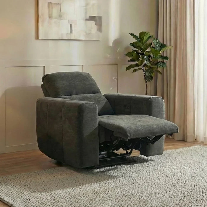 Quantum 1 Seater Fabric Power Motion Recliner - Grey | Stylish & Comfortable Recliner Sofa | Plywood + LVL Frame | 2-Year Warranty