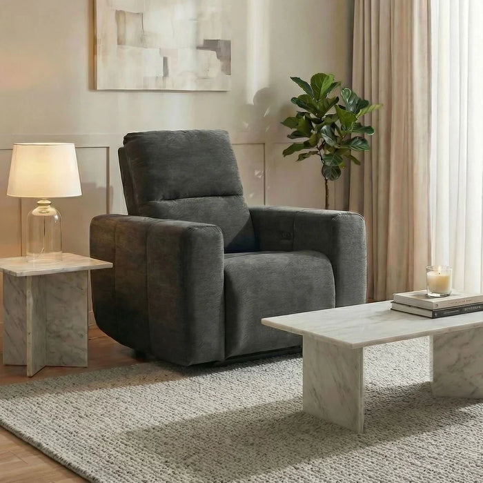 Quantum 1 Seater Fabric Power Motion Recliner - Grey | Stylish & Comfortable Recliner Sofa | Plywood + LVL Frame | 2-Year Warranty