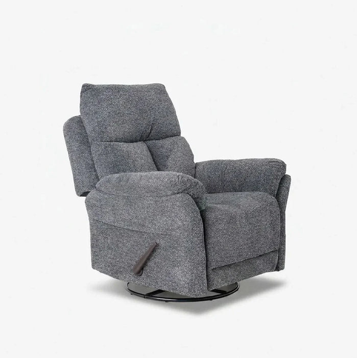 Luxury Ezmir Manual Fabric Recliner With Glider & Swivel, Comfortable Upholstered Chair, Modern Living Room Furniture For Relaxation & Stylish Interior  – Grey