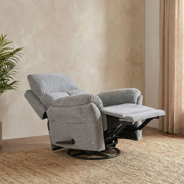 Premium Ezmir Manual Fabric Recliner With Glider & Swivel, Comfortable Upholstered Chair For Living Room, Modern Relaxing Seating & Stylish Decor  – Silver