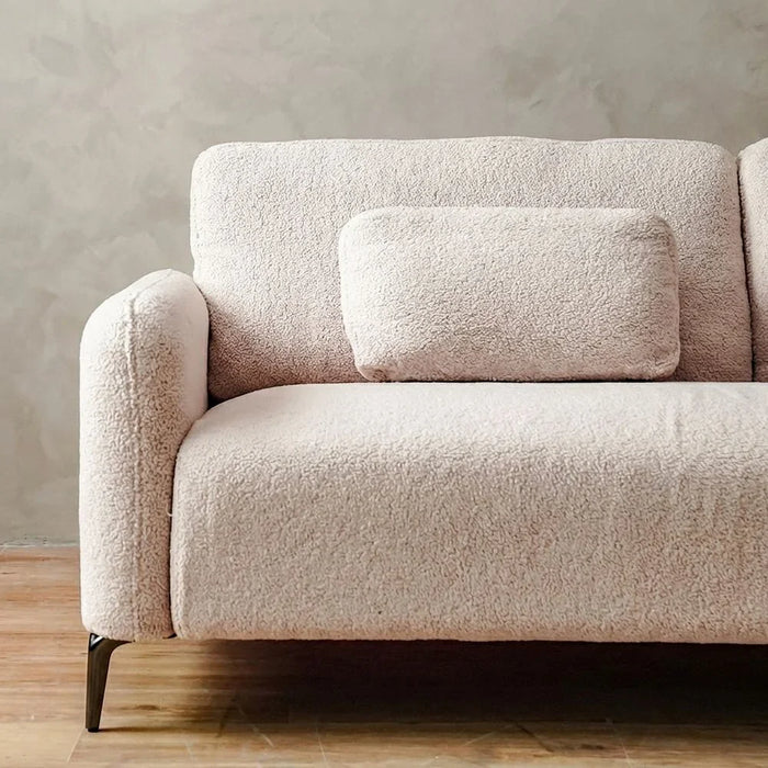 Younes 3 Seater Fabric Sofa | Modern Design Three Seat Sofas | Comfortable Living Room Furniture L209xW87xH84cm - Beige