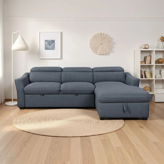 Frank Fabric Right Corner With Storage Sofa | Modern Design L Shape Corner Sofas | Comfortable Living Room Furniture L159xW102xH94cm - Denim