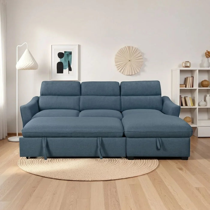Frank Fabric Right Corner With Storage Sofa | Modern Design L Shape Corner Sofas | Comfortable Living Room Furniture L159xW102xH94cm - Denim
