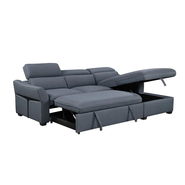 Frank Fabric Right Corner With Storage Sofa | Modern Design L Shape Corner Sofas | Comfortable Living Room Furniture L159xW102xH94cm - Denim