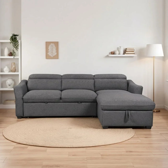 Frank Fabric Right Corner With Storage Sofa | Modern Design L Shape Corner Sofas | Comfortable Living Room Furniture L159xW102xH94cm - Charcoal