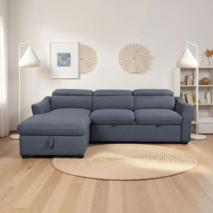 Frank Fabric Left Corner With Storage Sofa | Modern Design L Shape Corner Sofas | Comfortable Living Room Furniture L159xW102xH94cm - Denim
