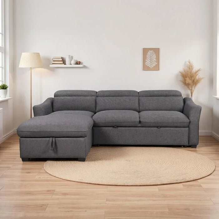 Frank Fabric Left Corner With Storage Sofa | Modern Design L Shape Corner Sofas | Comfortable Living Room Furniture L159xW102xH94cm - Charcoal